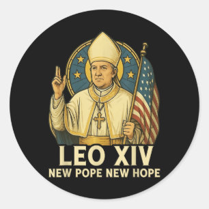 Leo Xiv New Pope New Hope Flag Retro Vintag _7 Runder Aufkleber
