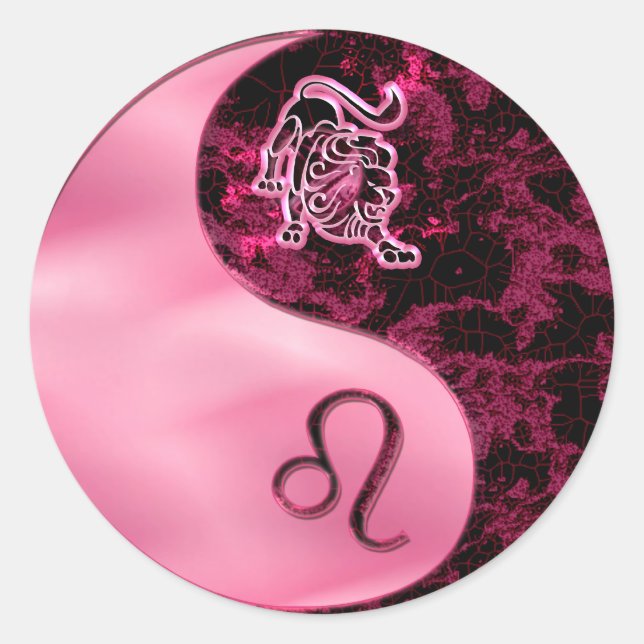 Leo Yin Yang Runder Aufkleber (Vorderseite)