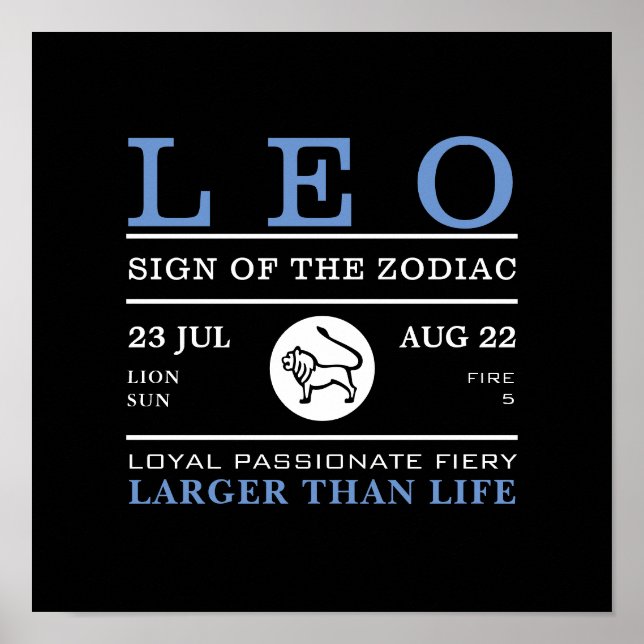 Leo-Zeichen des Zodiaks, Astrologisches Poster (Vorne)