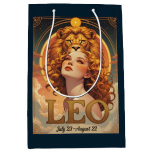 Leo Zodiac Art August Juli Geburtstag Mittlere Geschenktüte