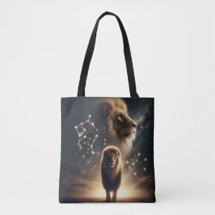 Leo Zodiac Art - Majestic Lion and Constellation.
