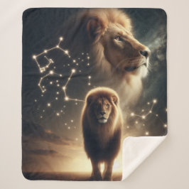 Leo Zodiac Art - Majestic Lion and Constellation. Sherpadecke