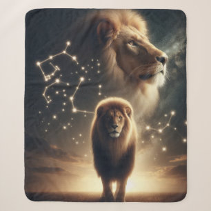 Leo Zodiac Art - Majestic Lion and Constellation. Sherpadecke