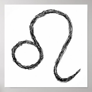 Leo. Zodiac Astrologie Zeichen. Schwarz. Poster