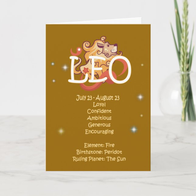 Leo Zodiac Birthday Karte (Vorderseite)