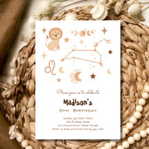 Leo zodiac boho Kindergeburtstag Einladung
