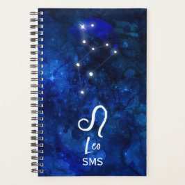 Leo Zodiac Constellation Dark Blue Galaxy Monogram Planer