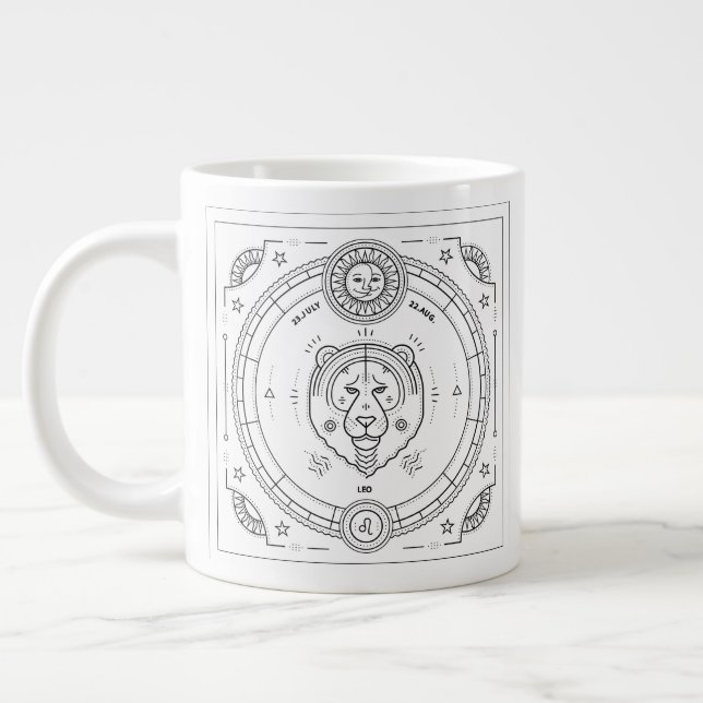Leo Zodiac Custom Geburtstags-Tasse Jumbo-Tasse (Links)