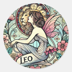 Leo Zodiac Fairy Astrologie Sign Fairies Runder Aufkleber