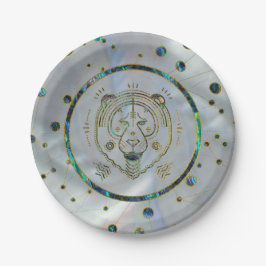 Leo Zodiac Gold Abalone Pappteller