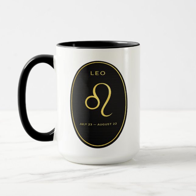 Leo Zodiac Gold Oval Emblem Tasse | Luxus Astrolog (Links)