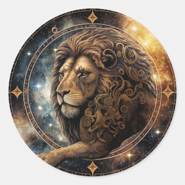 Leo Zodiac Graphic Runder Aufkleber (Vorderseite)