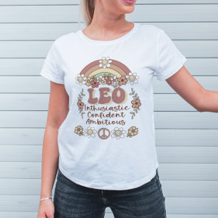 Leo Zodiac Groovy Retro Rainbow T - Shirt