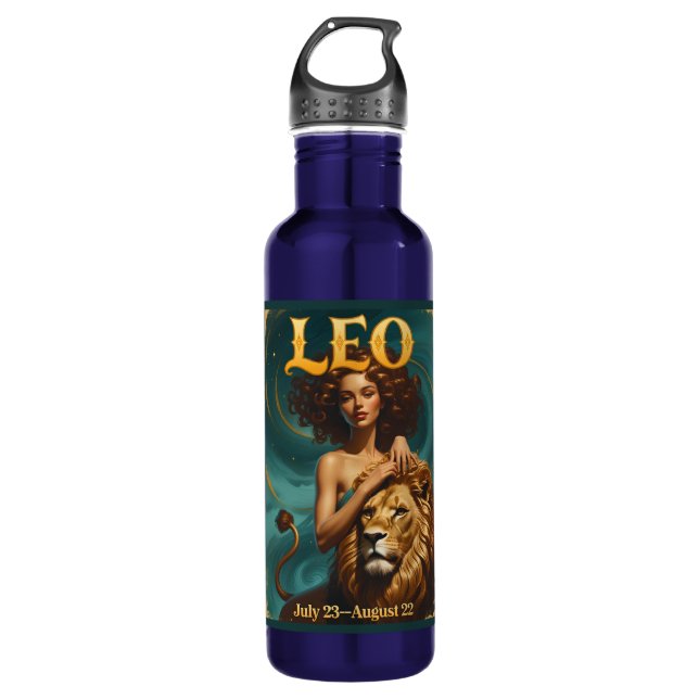 Leo Zodiac Juli August Geburtstagsastrologie Edelstahlflasche (Vorderseite)