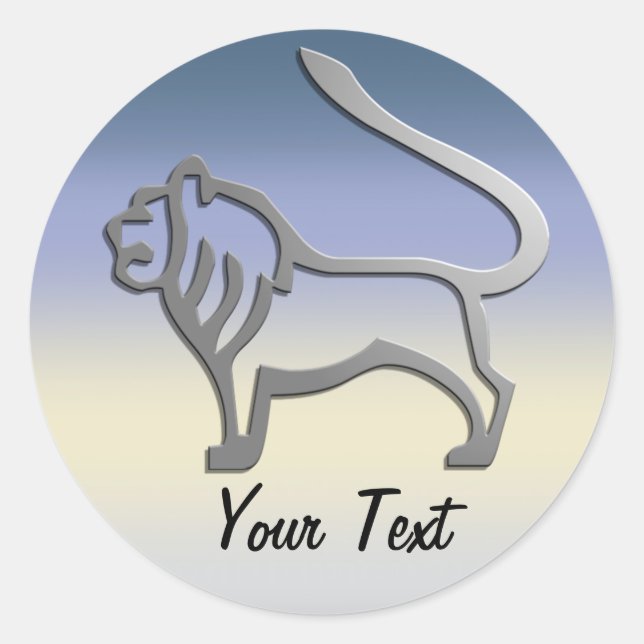 Leo Zodiac Lion Star Sign in Light Silver Runder Aufkleber (Vorderseite)