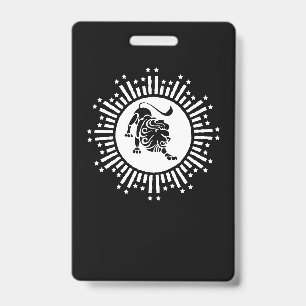 Leo Zodiac Lion Symbol mit Sternen Schwarz und Wei Ausweis