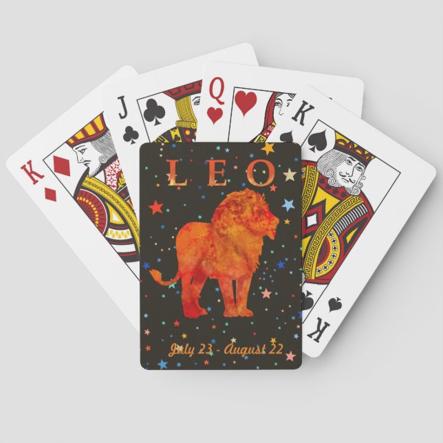 Leo zodiac Löwe farbige Sterne Spielkarten (Rückseite)
