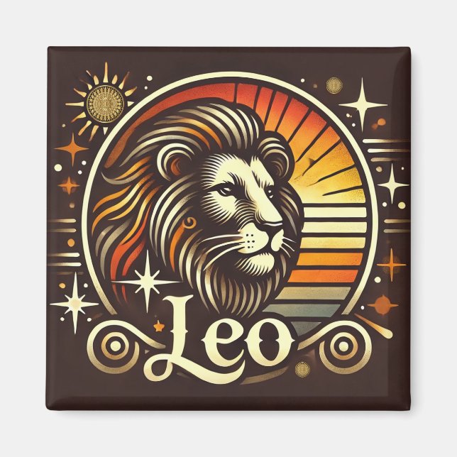 Leo Zodiac Magnet Vintag Design (Vorne)
