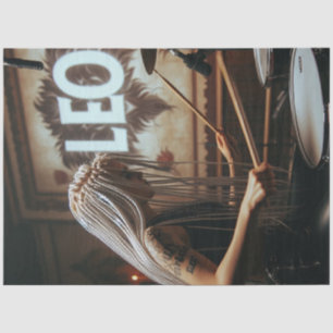 Leo Zodiac Musician Drums Decoupage Seidenpapier