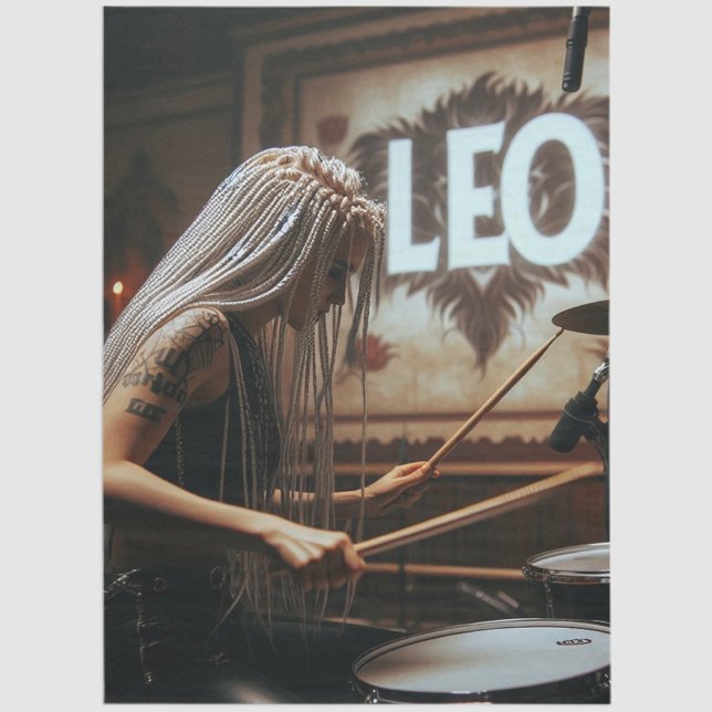 Leo Zodiac Musician Drums Decoupage Seidenpapier (Von Creator hochgeladen)