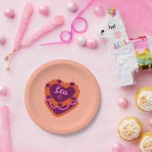 Leo Zodiac Pastel Heart Birthday Cake Pappteller