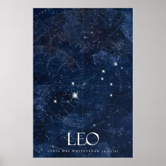 Leo Zodiac Poster mit Namen, Sternzeichen zodiac