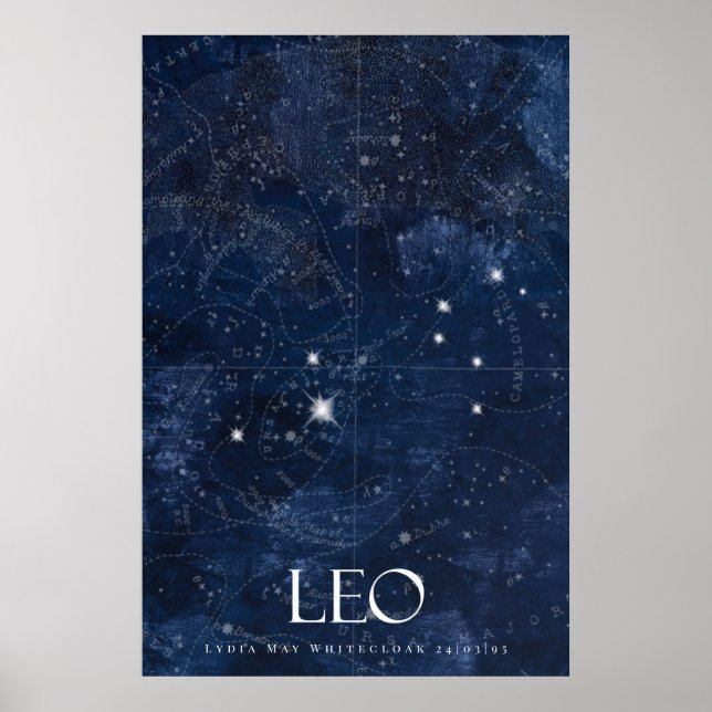 Leo Zodiac Poster mit Namen, Sternzeichen zodiac (Vorne)