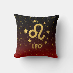 Leo Zodiac Red und Black Throw Pillow Kissen
