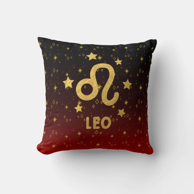 Leo Zodiac Red und Black Throw Pillow Kissen (Vorderseite)