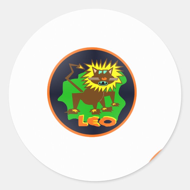 Leo zodiac runder aufkleber (Vorderseite)