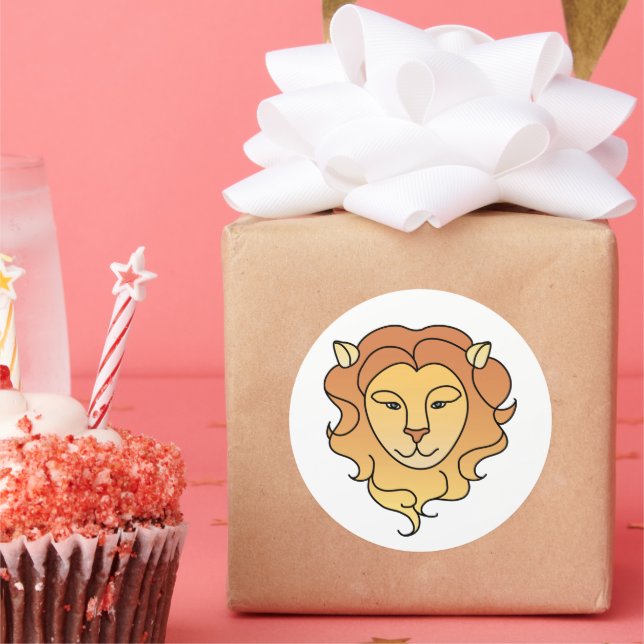 Leo Zodiac Runder Aufkleber (Party)