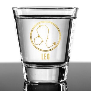 Leo Zodiac Sign Astrologie Horoskop Gold Schnapsglas