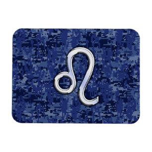 Leo Zodiac Sign auf Blue Digital Camouflage Magnet