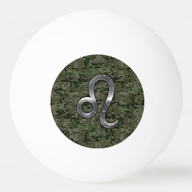 Leo Zodiac Sign auf der grünen digitalen Camouflag Tischtennisball (Vorderseite)