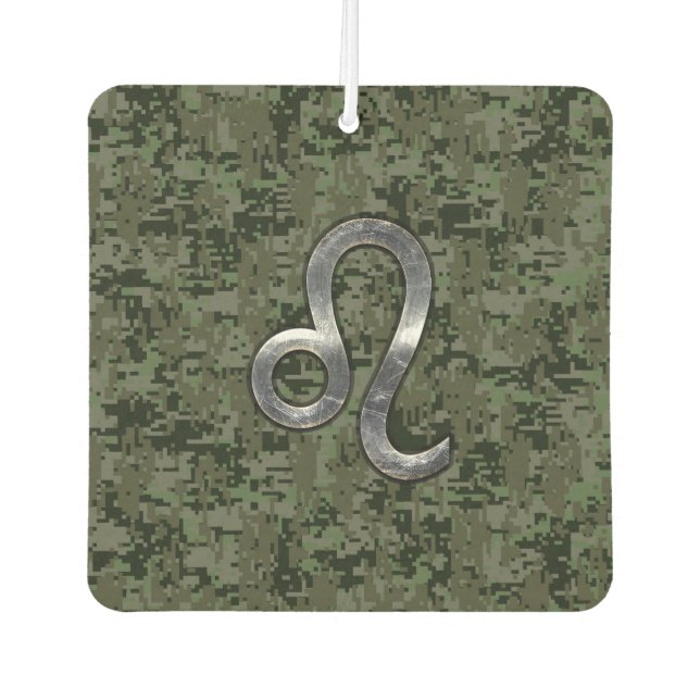 Leo Zodiac Sign auf der Olive Green Digital Camouf Autolufterfrischer (Vorderseite)