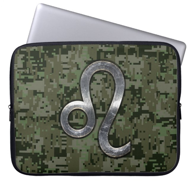 Leo Zodiac Sign auf der Olive Green Digital Camouf Laptopschutzhülle (Vorderseite)