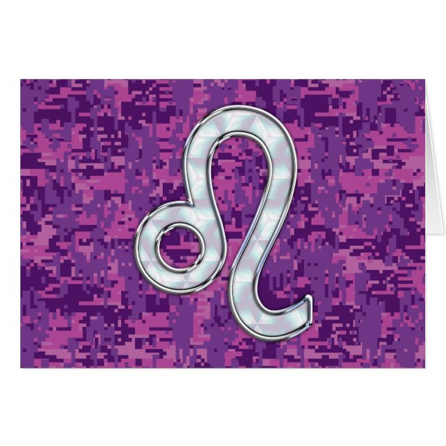 Leo Zodiac Sign auf Fuchsia Digital Camouflage (Vorderseite (Horizontal))