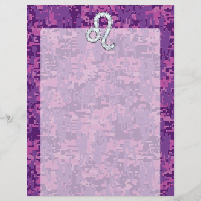 Leo Zodiac Sign auf Fuchsia Digital Camouflage (Vorderseite)