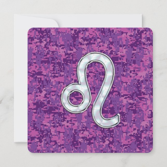 Leo Zodiac Sign auf Fuchsia Digital Camouflage (Vorderseite)