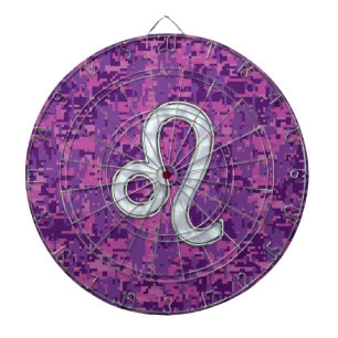 Leo Zodiac Sign auf Fuchsia Digital Camouflage Dartscheibe