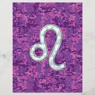 Leo Zodiac Sign auf Fuchsia Digital Camouflage Flyer