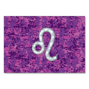 Leo Zodiac Sign auf Fuchsia Digital Camouflage Tischnummer