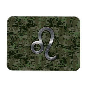 Leo Zodiac Sign auf Green Digital Camouflage Magnet