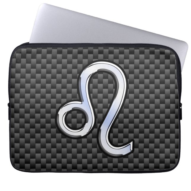 Leo Zodiac Sign auf Holzkohlefaser Print Laptopschutzhülle (Vorderseite)