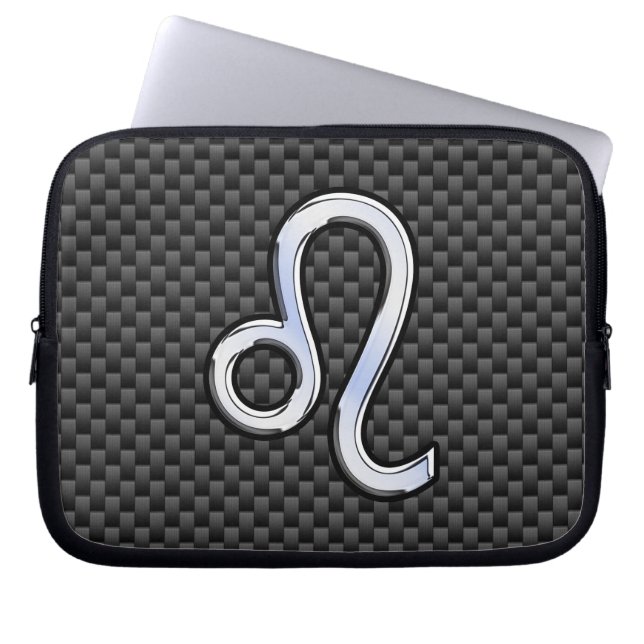 Leo Zodiac Sign auf Holzkohlefaser Print Laptopschutzhülle (Vorderseite)