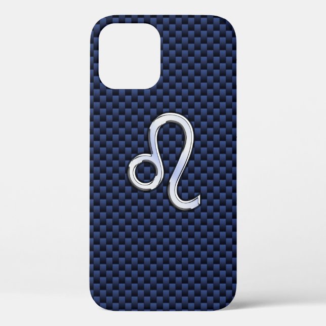 Leo Zodiac Sign auf Navy Blue Carbon Fibre Case-Mate iPhone Hülle (Rückseite)