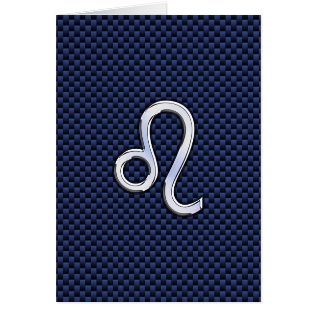 Leo Zodiac Sign auf Navy Blue Carbon Fibre Print (Vorne)