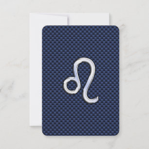Leo Zodiac Sign auf Navy Blue Carbon Fibre Print