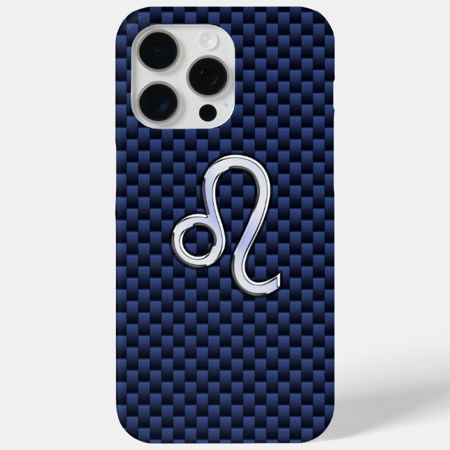 Leo Zodiac Sign auf Navy Blue Carbon Fibre Print Case-Mate iPhone Hülle (Rückseite)