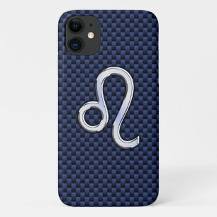 Leo Zodiac Sign auf Navy Blue Carbon Fibre Print Case-Mate iPhone Hülle